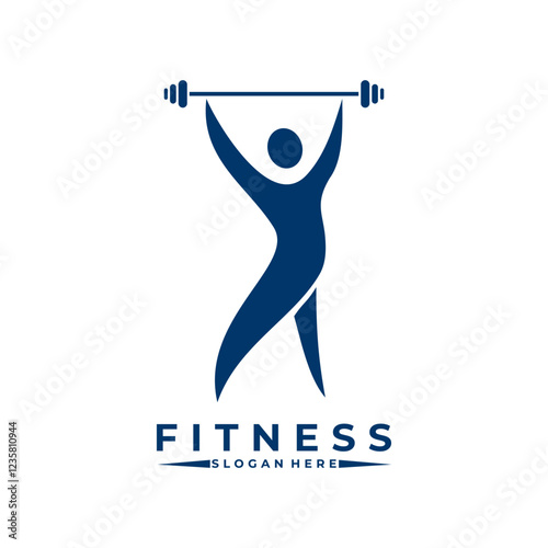 Healthy people logo design. people lifting barbells logo design template. Fitness and Gym Logo Design Vector