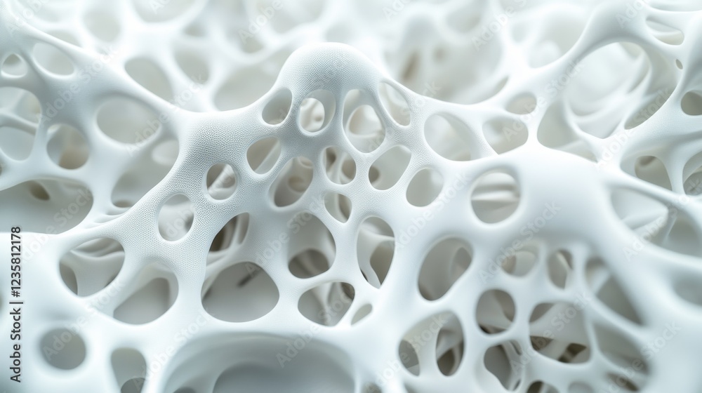 Abstract 3d banner with white embossed bionic grids and structures. Three-dimensional illustration of glossy soft embossed geometric texture. Modern design concept for IT, medicine, technology, ads Abstract 3d banner with white embossed bionic grids and structures. Three-dimensional illustration of glossy soft embossed geometric texture. Modern design concept for IT, medicine, technology, ads