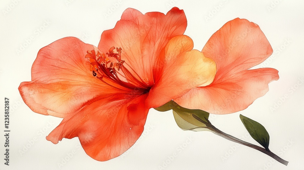 Naklejka premium Coral Hibiscus Flower Close-up Studio Shot