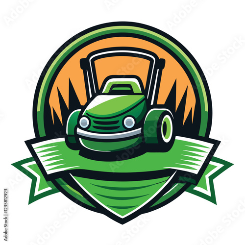 Lawn Mower - Lawn Care and Service Illustration Logo Vector