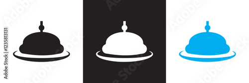 Reception desk icon set. Containing receptionist, hotel bell, customer service, counter, information, etc.  isolated on white and black background. vector illustration. EPS 10