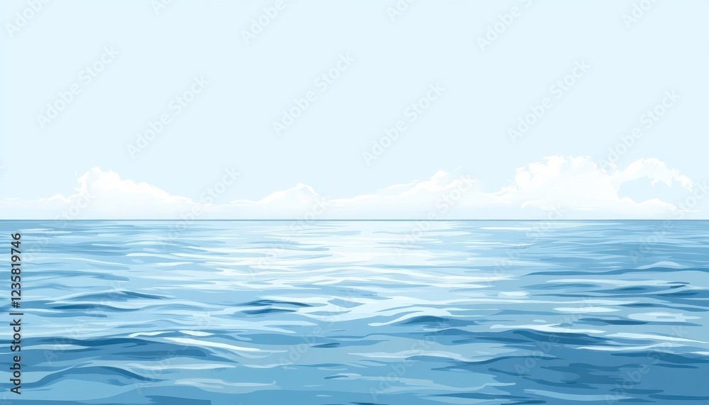 Fototapeta premium Serene Ocean Waves Under a Calm Blue Sky