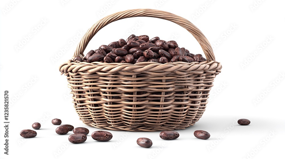 Basket with Job s tears on white backdrop Basket with Job s tears on white backdrop