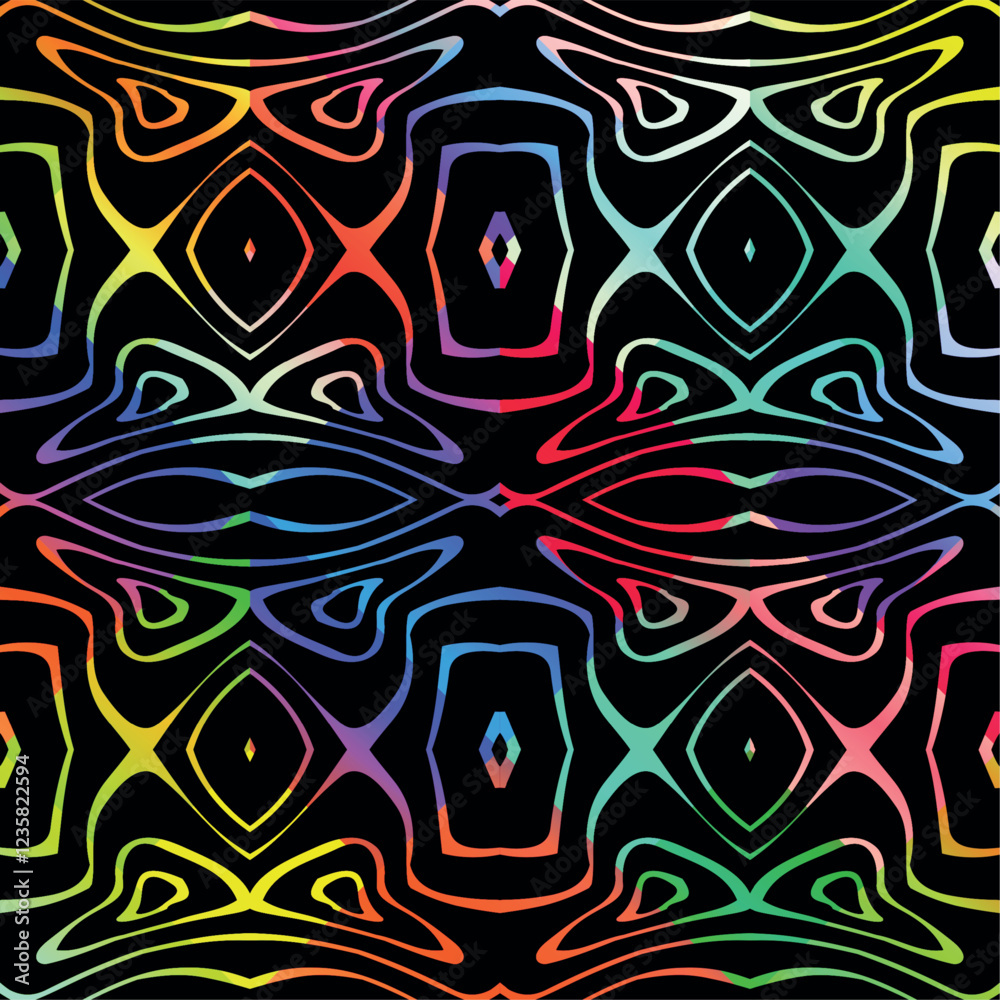 Fototapeta premium Bright abstract geometric seamless pattern in graffiti style. Quality vector illustration for your design (23).eps