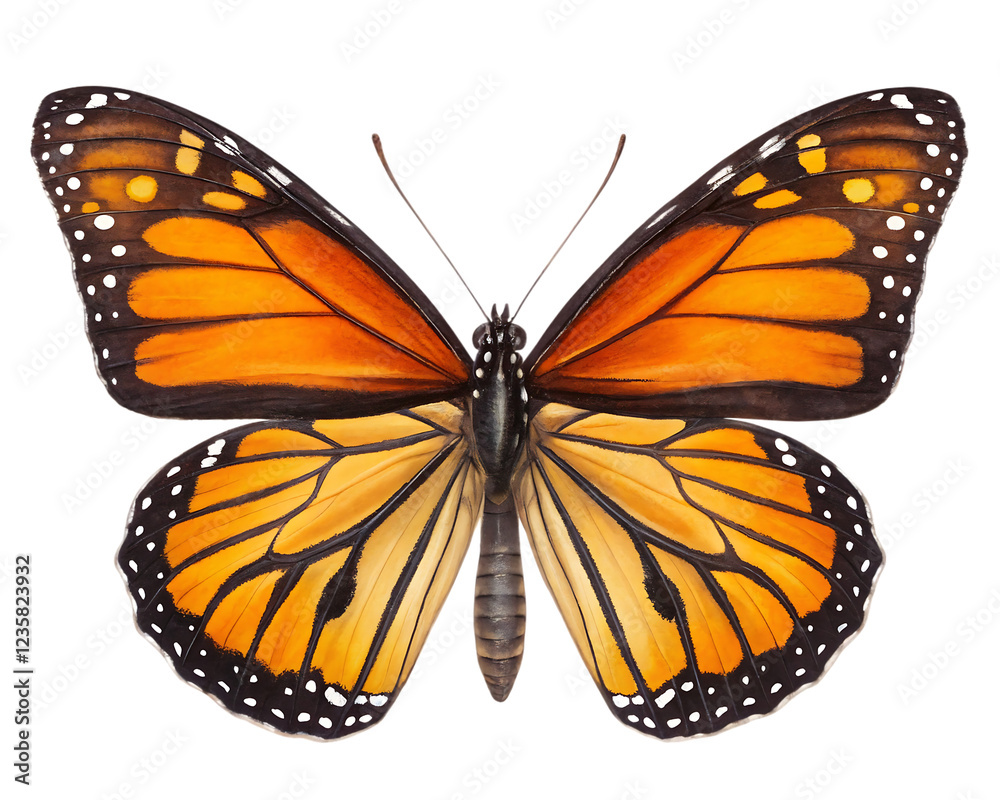 Fototapeta premium 3d butterfly isolated on white transparent PNG background 