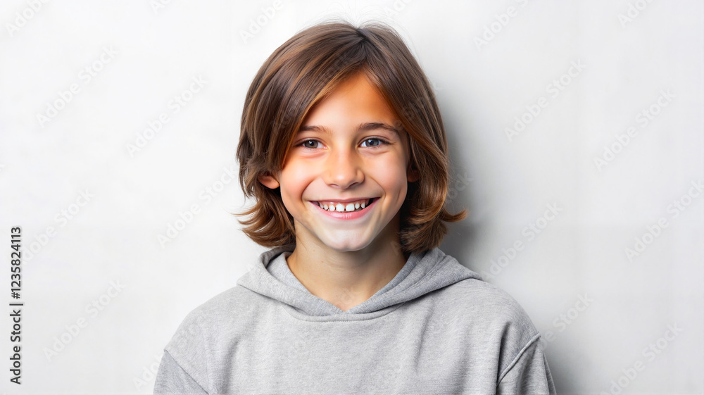 Young girl with long straight hair smiling warmly Young girl with long straight hair smiling warmly