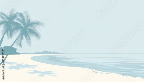 Serene Tropical Beach Scene With Palm Trees