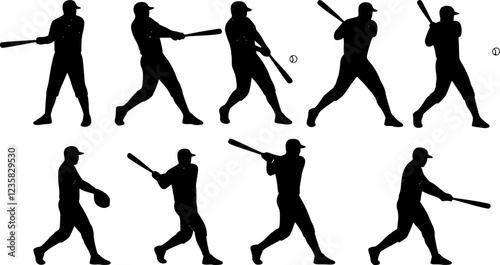 Hand drawn baseball players set
