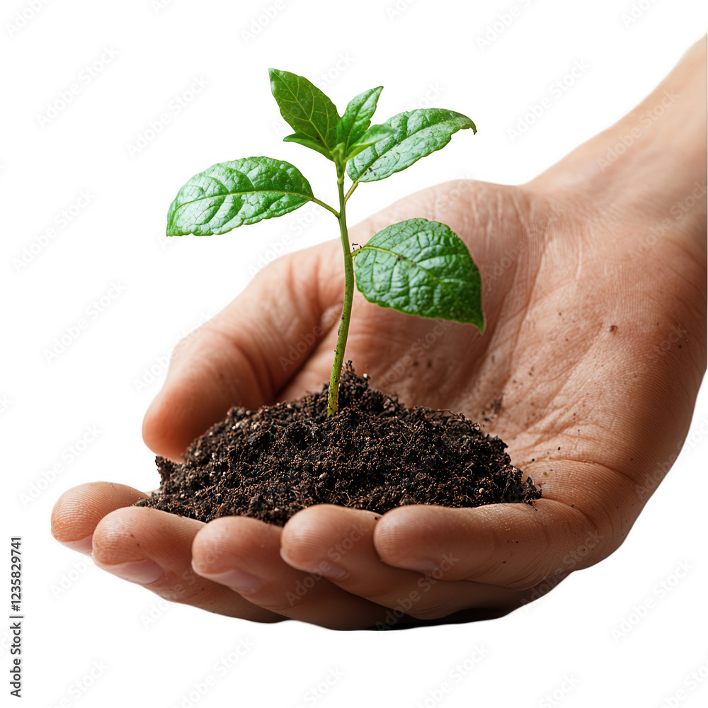 Hands holding a Plant on Transparent Background Hands holding a Plant on Transparent Background