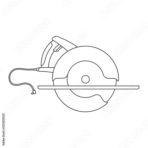 Hand drawn kids drawing vector illustration circular saw cartoon isolated