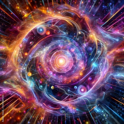 A digital kaleidoscope of colors and fractals that pulse in sync with music, creating a constantly evolving dreamscape
