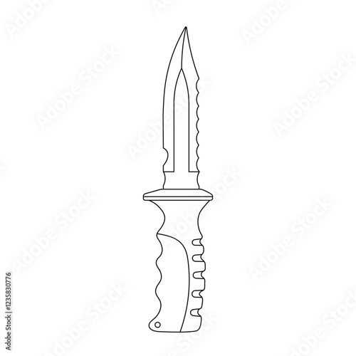 Hand drawn kids drawing vector illustration hunting knife cartoon isolated