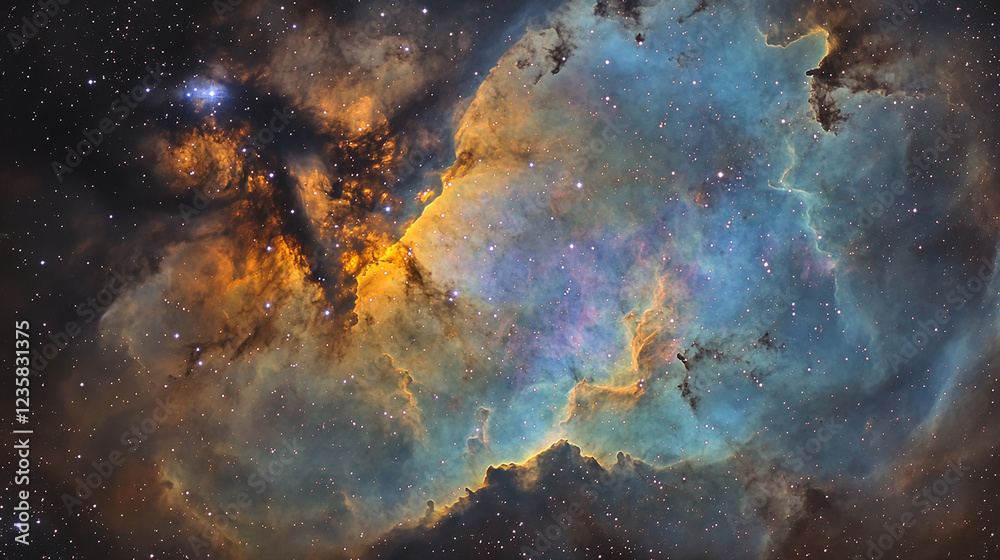 A vast and colorful cosmic nebula in deep space A vast and colorful cosmic nebula in deep space