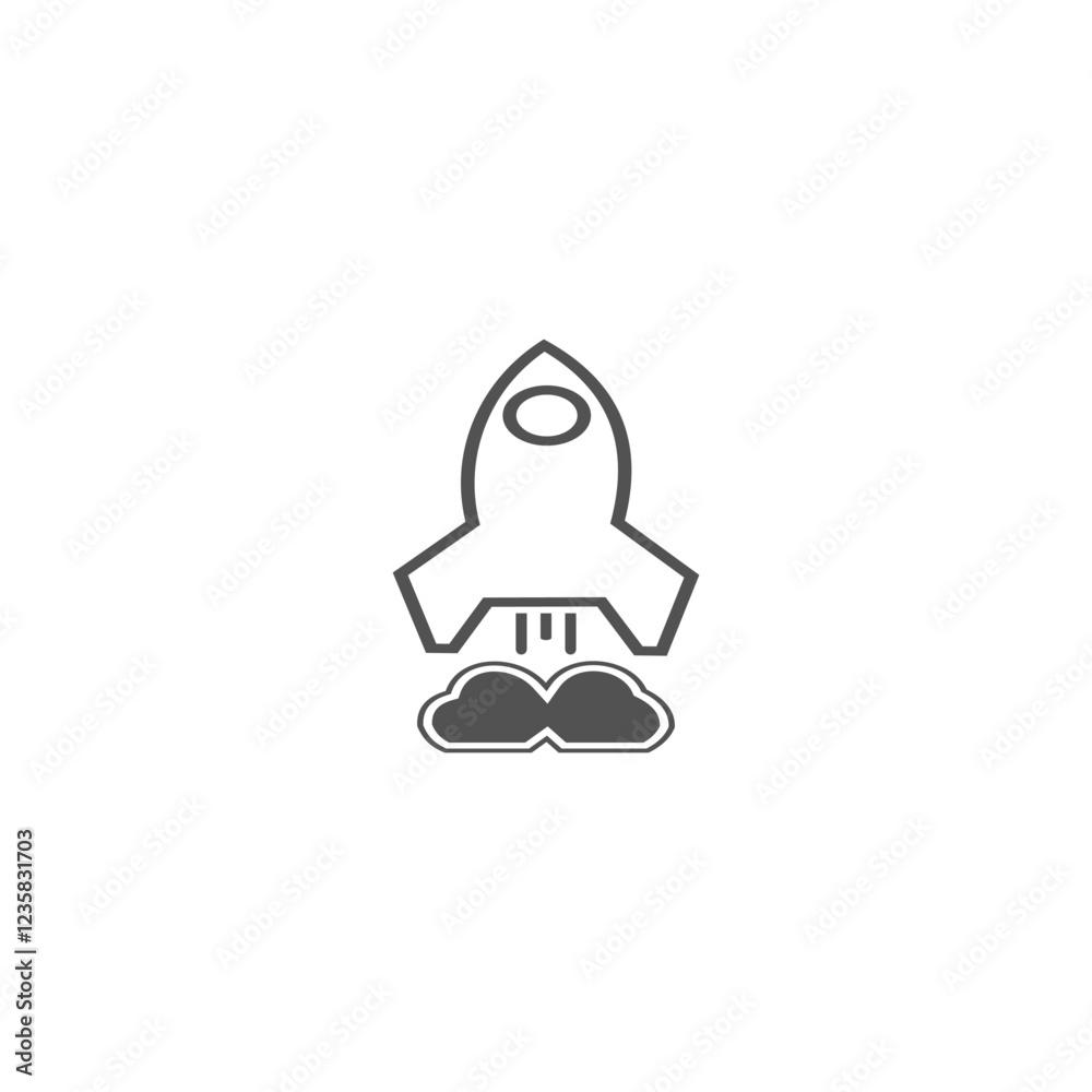 Rocket icon. Simple outline rocket signs set. Rocket launched icon.