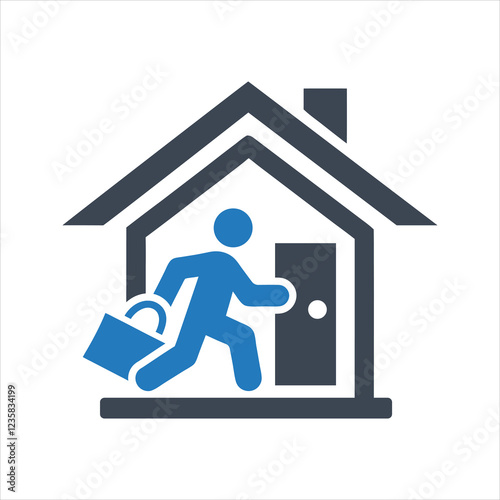 Home delivery icon. Online shopping. Leaving home icon