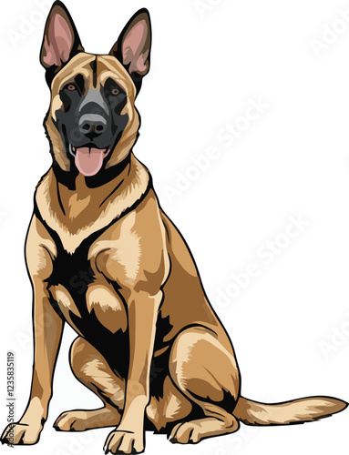 Belgian Malinois dog mascot logo design concept vector illustration white background