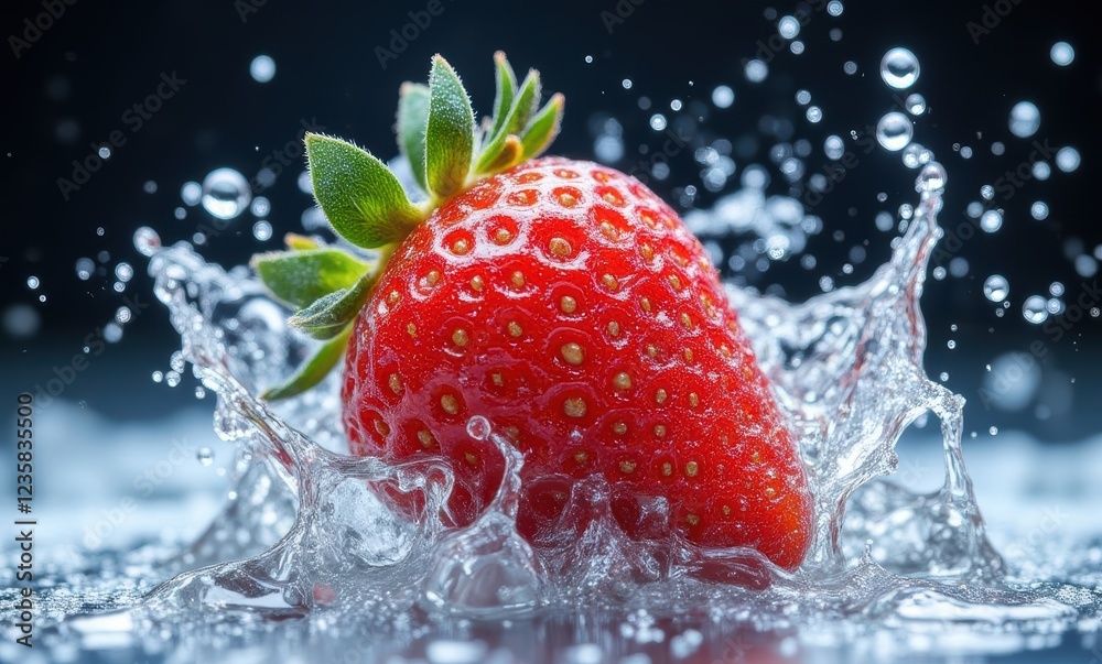 Fresh red strawberry splashing in water Fresh red strawberry splashing in water