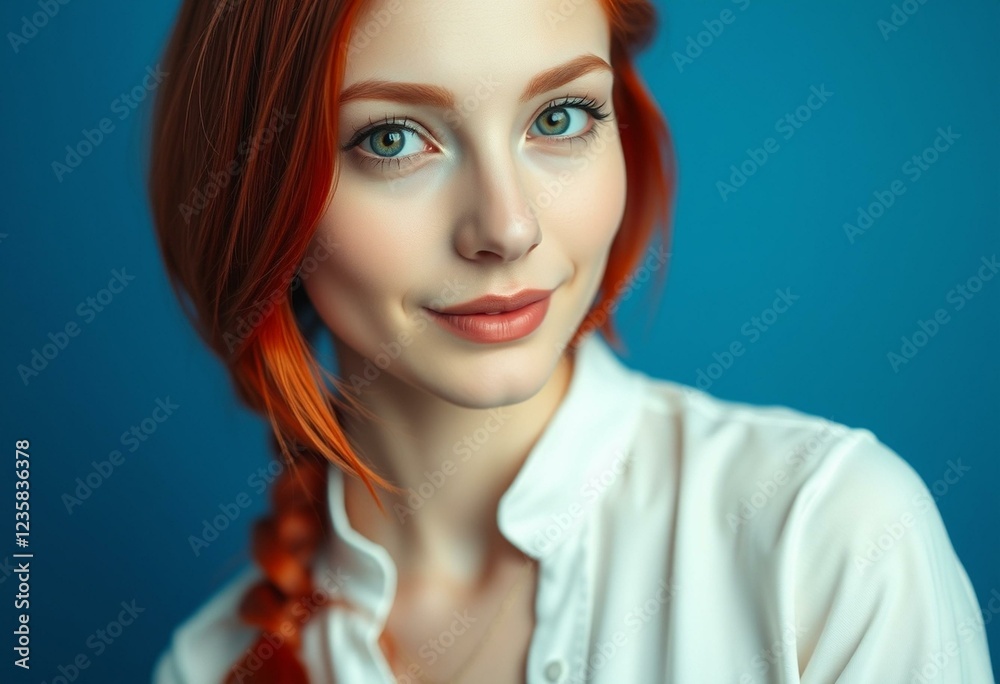 Photorealistic portrait of a female with bright red hair Photorealistic portrait of a female with bright red hair