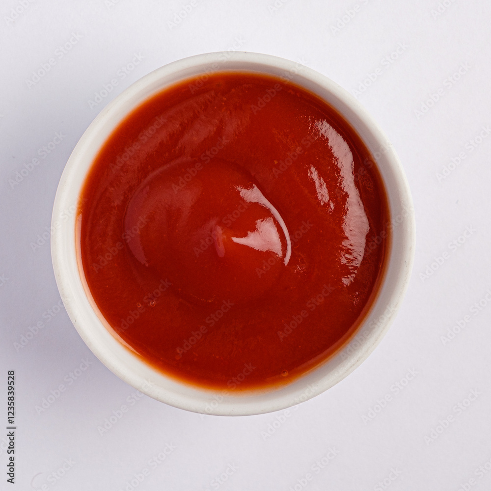 A small bowl holds a rich, smooth, vibrant red sauce, perfect for dipping or adding flavor. Its glossy surface reflects light, inviting taste buds to explore its savory depths. A small bowl holds a rich, smooth, vibrant red sauce, perfect for dipping or adding flavor. Its glossy surface reflects light, inviting taste buds to explore its savory depths.