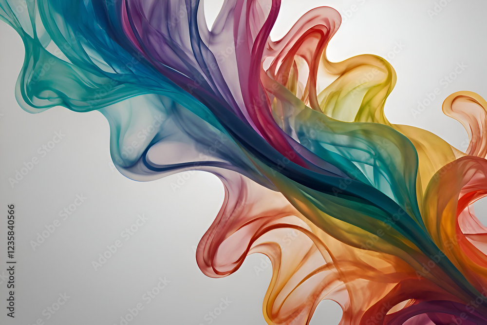 This abstract illustration features flowing rainbow-color smoke, blending vibrant hues to create a dynamic design. This abstract illustration features flowing rainbow-color smoke, blending vibrant hues to create a dynamic design.