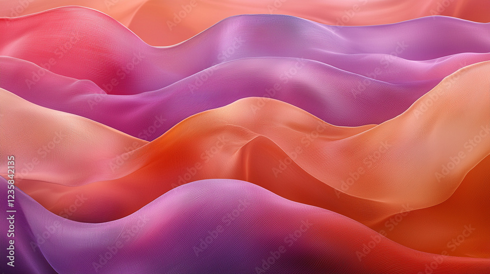 Obraz premium Abstract silk fabric waves, gradient colors, soft texture, background, design