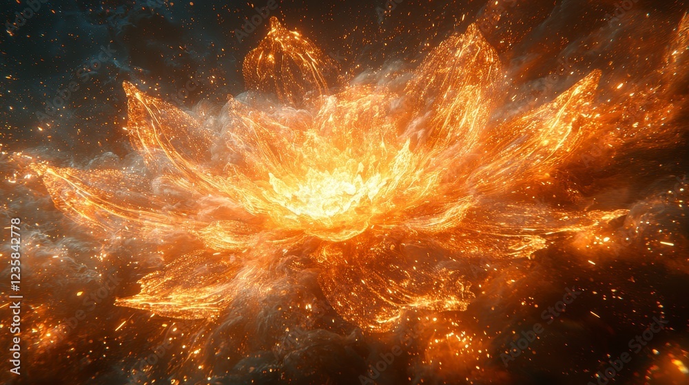 Fiery Lotus Bloom in Cosmic Space Fiery Lotus Bloom in Cosmic Space