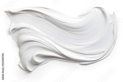 elegant small smear of thick white oil paint isolated on white