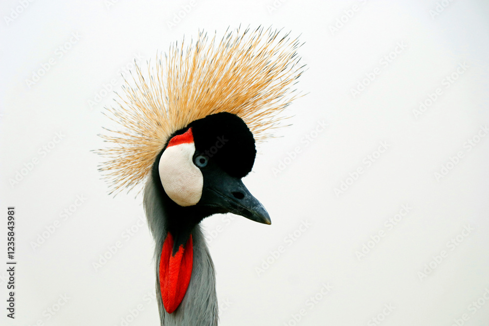 Fototapeta premium The grey crowned crane, also known as the African crowned crane, golden crested crane. is the national bird of Uganda