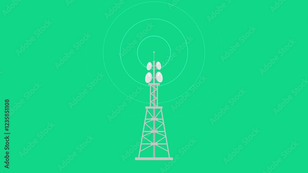 Radio waves tower connective network and signal waves. wifi tower icon animation. Radio waves tower connective network and signal waves. wifi tower icon animation.