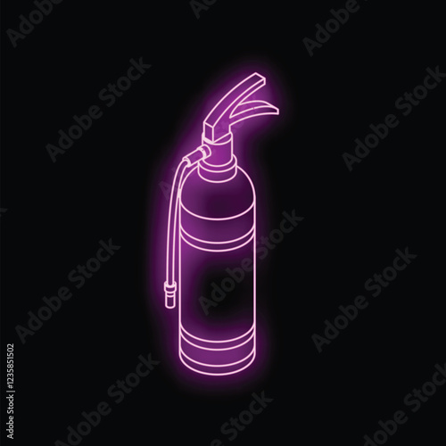 Purple neon fire extinguisher glowing on a dark background