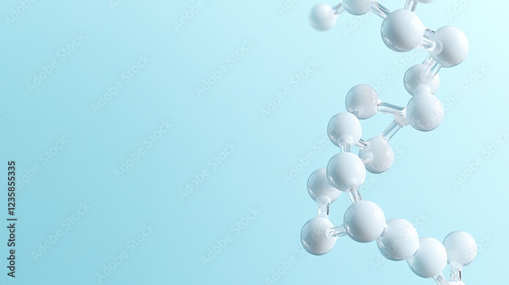 conceptual illustration of synthetic protein structure floating in neutral well-lit background clean and professional conceptual illustration of synthetic protein structure floating in neutral well-lit background clean and professional