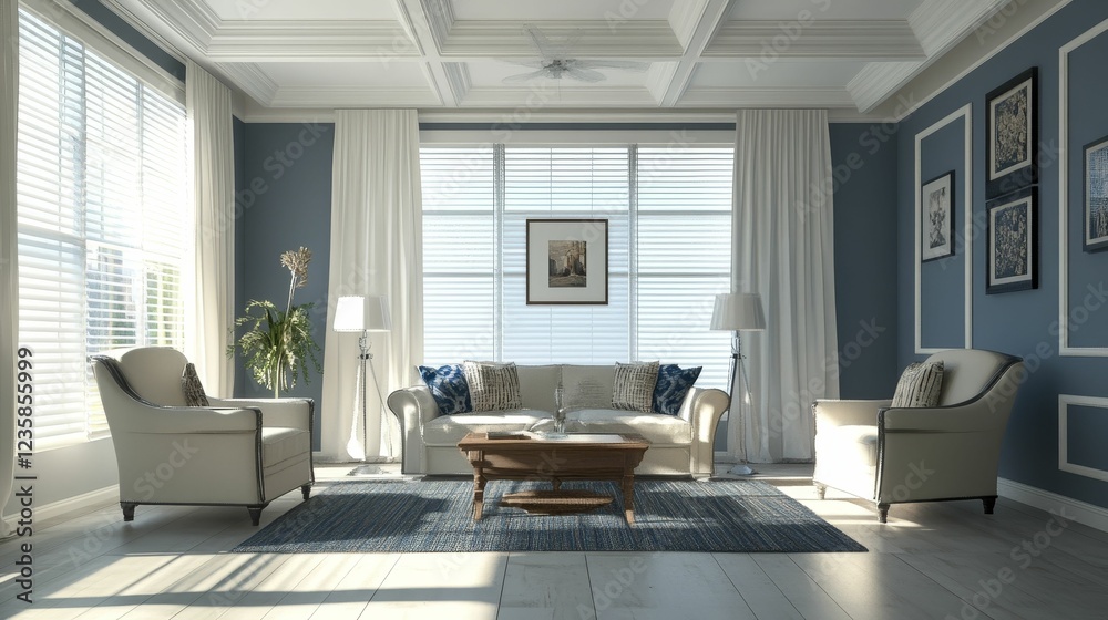 Fototapeta premium Serene living room sunlight bright airy calm