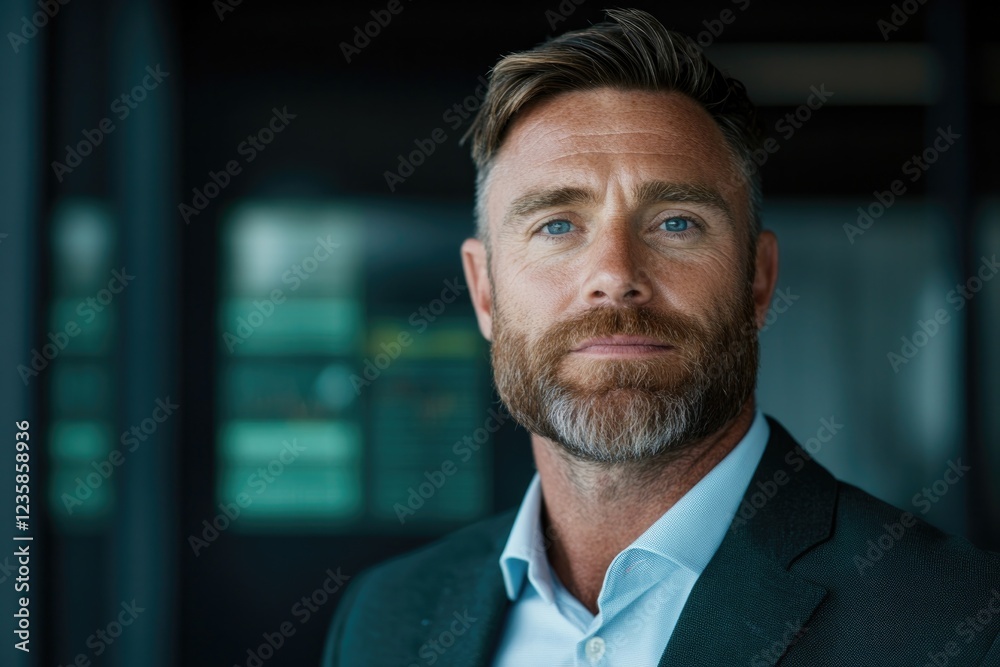 portrait of financial expert presenting online investment course confident and professional financial charts in background portrait of financial expert presenting online investment course confident and professional financial charts in background