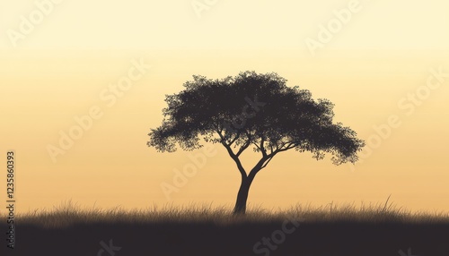 Wallpaper Mural Lone Tree Silhouetted Against a Warm Sunset Sky Torontodigital.ca