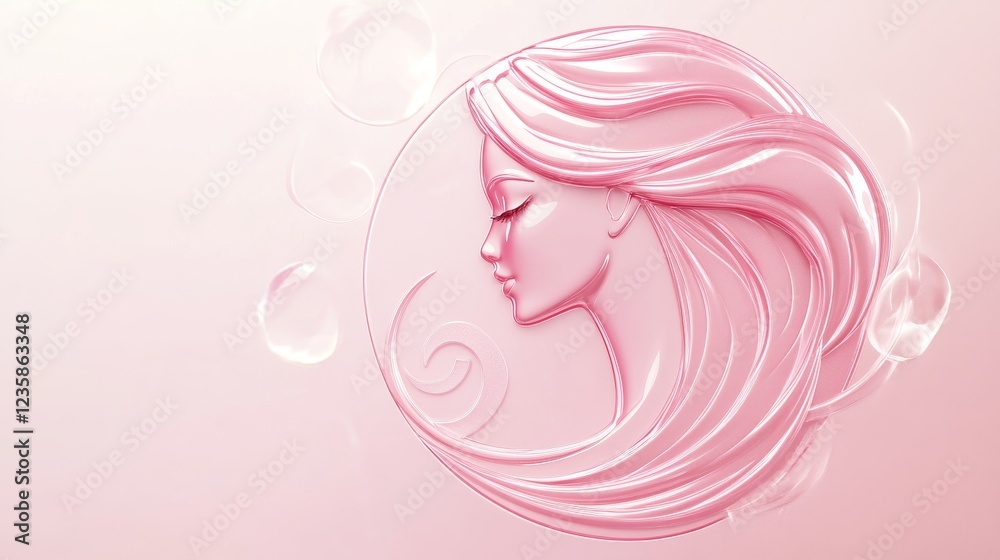 37.A detailed 3D illustration showcasing a fashion doll logo in a shiny, pink finish with a glossy texture. The background is a soft gradient of pink and white, with gentle highlights on the logo 37.A detailed 3D illustration showcasing a fashion doll logo in a shiny, pink finish with a glossy texture. The background is a soft gradient of pink and white, with gentle highlights on the logo