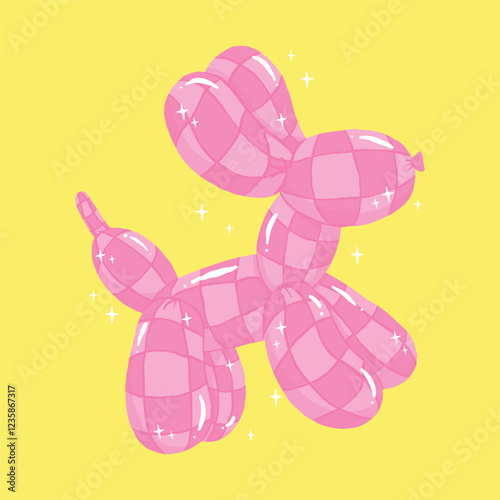 Disco Pink Balloon Dogs in Bold Vibrant Pastel Minimalist Flat Design