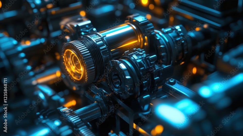 Abstract view of glowing hydraulic systems with futuristic mechanical overlays --ar 16:9 --v 6.1 Job ID: 5d44acda-5f8b-4460-88e9-45136c2a6db3 Abstract view of glowing hydraulic systems with futuristic mechanical overlays --ar 16:9 --v 6.1 Job ID: 5d44acda-5f8b-4460-88e9-45136c2a6db3