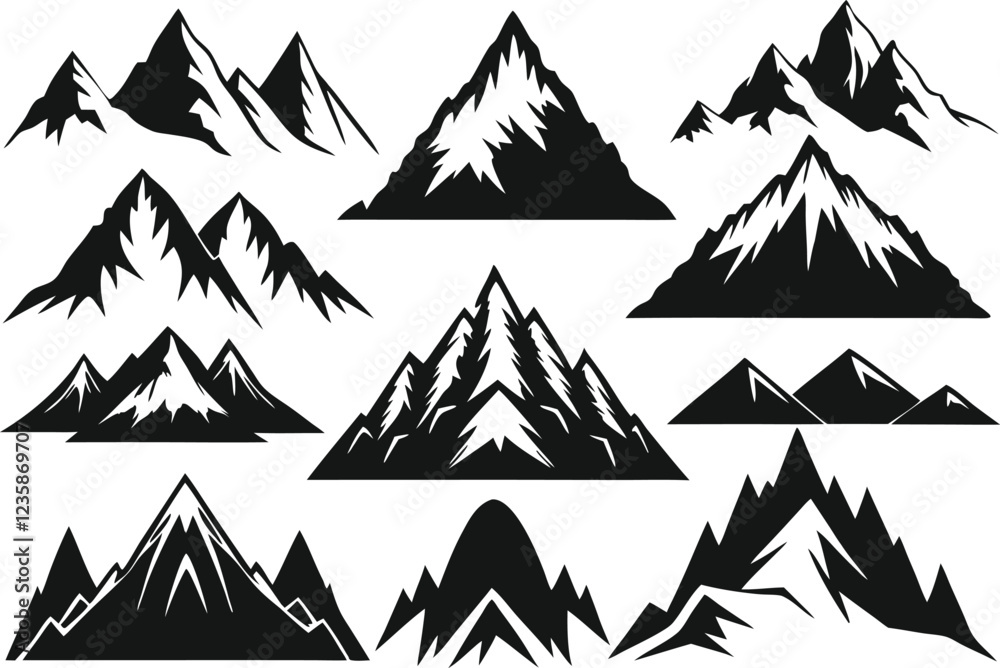 Obraz premium mountain silhouette white background artwork set
