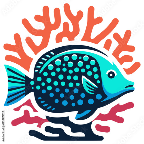 illustration of a fish and coral photo