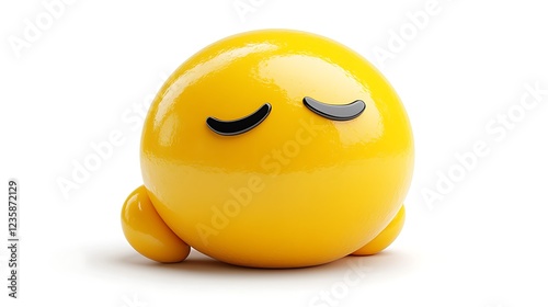 3D Rendered Sleepy Emoji on White Background photo