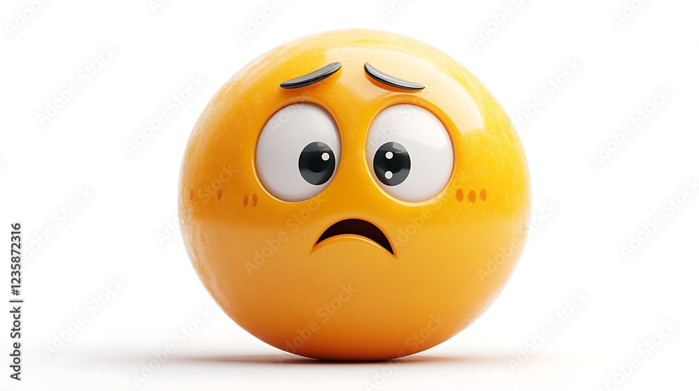 Fototapeta premium 3D Sad Emoji Isolated On White Background