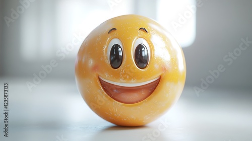 3D Smiling Emoji on a Surface photo