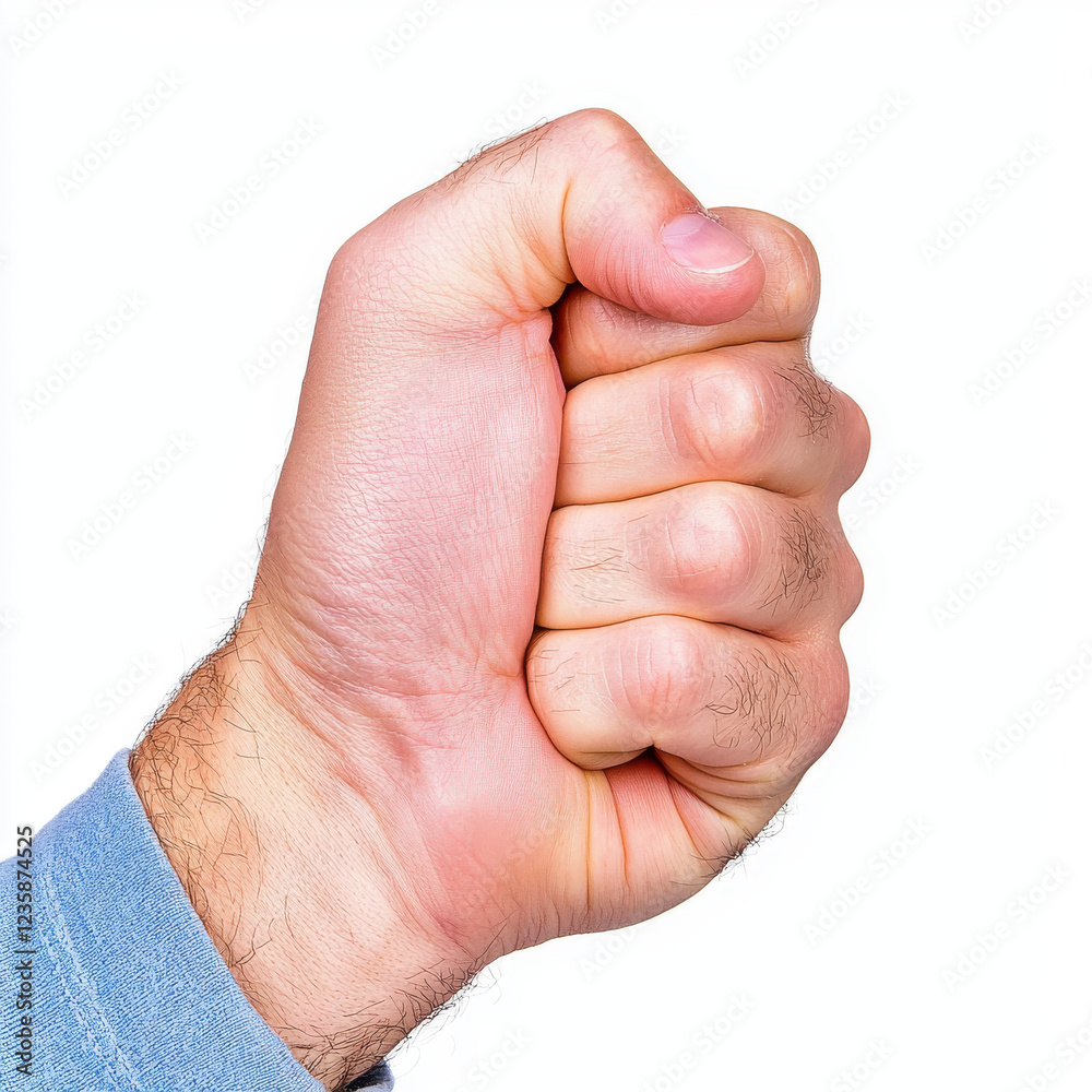 Close-Up Image of a Man's Hand Making a Fist Gesture Close-Up Image of a Man's Hand Making a Fist Gesture