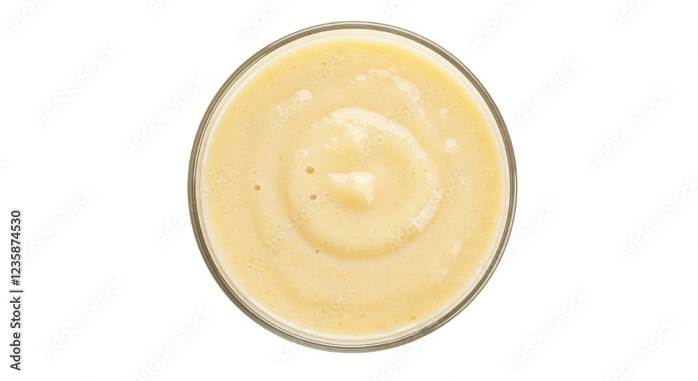 Creamy Delicious Banana Smoothie in Glass Bowl Top View Healthy Breakfast Creamy Delicious Banana Smoothie in Glass Bowl Top View Healthy Breakfast