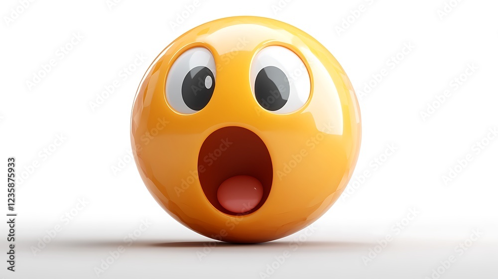 3D surprised emoticon isolated on white background. Possible use digital communication, social media, design 3D surprised emoticon isolated on white background. Possible use digital communication, social media, design
