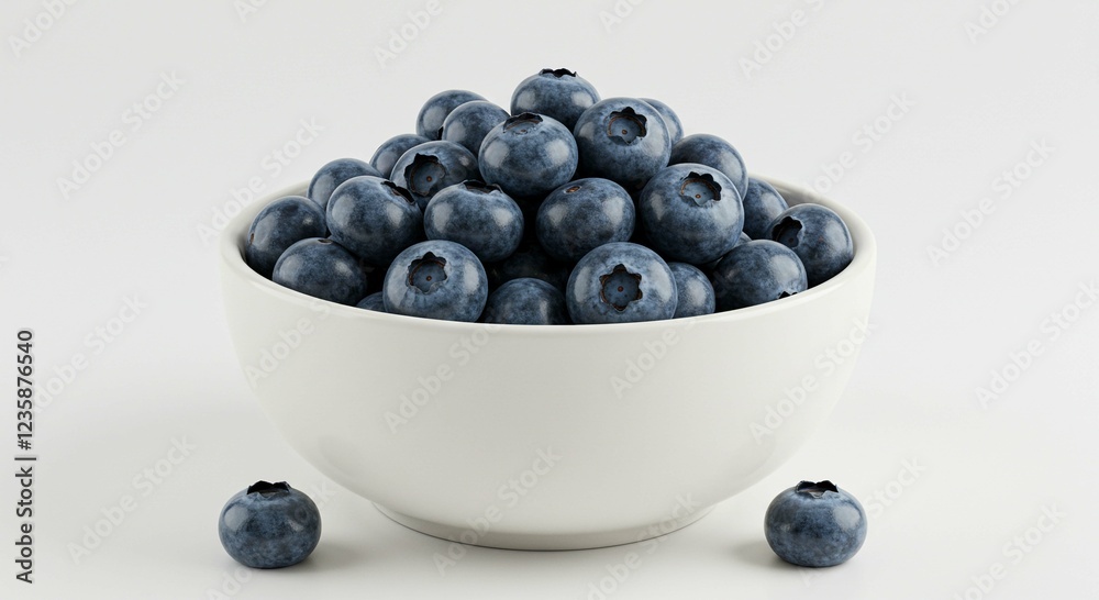 Fresh Blueberries in White Bowl Healthy Antioxidant Snack Summer Fruit Fresh Blueberries in White Bowl Healthy Antioxidant Snack Summer Fruit
