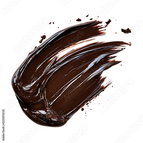 PNG Chocolate Brush Stroke Against Transparent Background for Artistic Design Projects, Food Branding, or Creative Illustrations photo