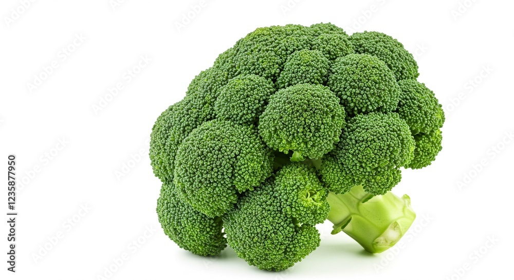 Fresh Green Broccoli Floret Healthy Vegetable Isolated on White Background Fresh Green Broccoli Floret Healthy Vegetable Isolated on White Background