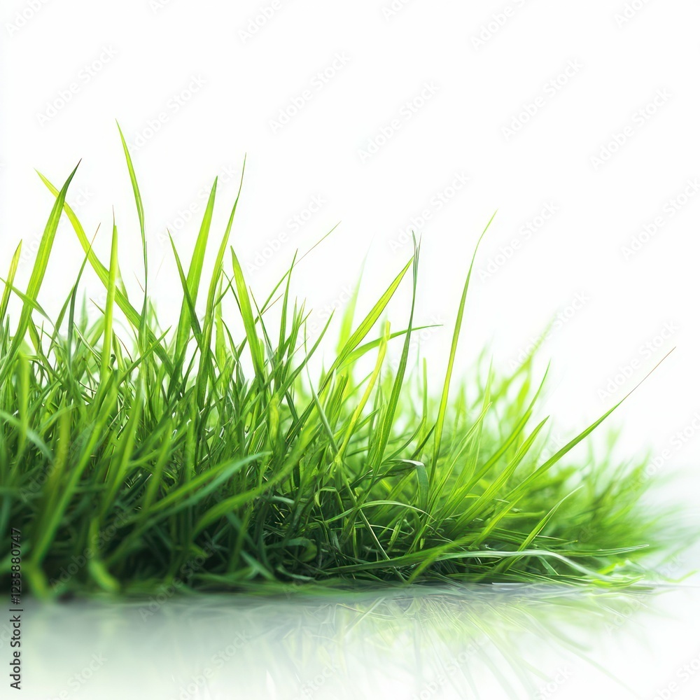 Green Grass with Stone Path Isolated on White Background Green Grass with Stone Path Isolated on White Background