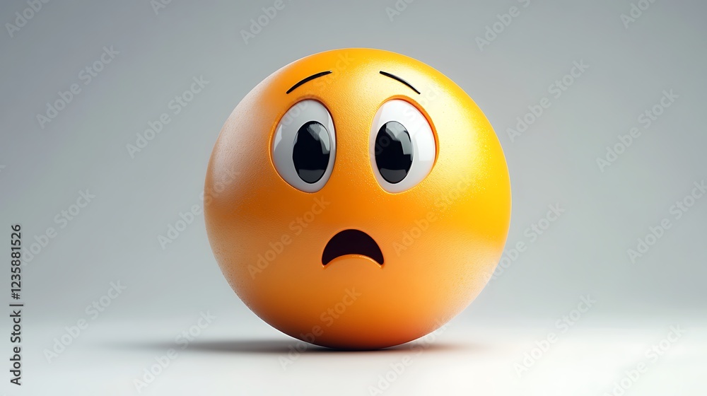 Fototapeta premium 3D surprised emoticon, studio shot, graphic element, possible use as social media content